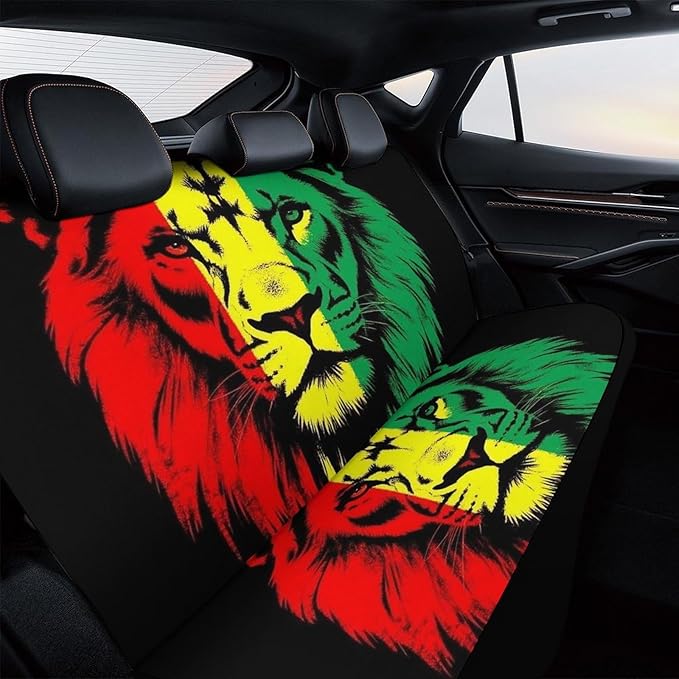 Car Seat Protector SUV Bench Seat Cover, Fashion Decor, Dirt Proof Dog Car Back Seat Cover for Trucks SUV Compatible with Reggae Rasta Flag Lion