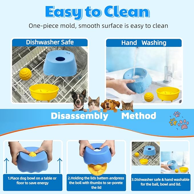 Slow Feeder Dog Bowl for Liquid with Built-in Ball,250ml Non-Slip for Bone Broth & Yogurt,Prevents Wet Chin,Anxiety Relief & Mental Stimulation,Food-Grade Easy Clean Enrichment Toy for All Breeds