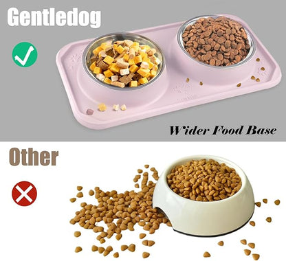 Cat Bowls for Food and Water,Premium Removable Stainless Steel Double Bowls with Non-Slip Bottom & Elevated Stand for Pet and Small Dogs,Upgrade Non-Spill Cat Food Bowls (Light Pink)
