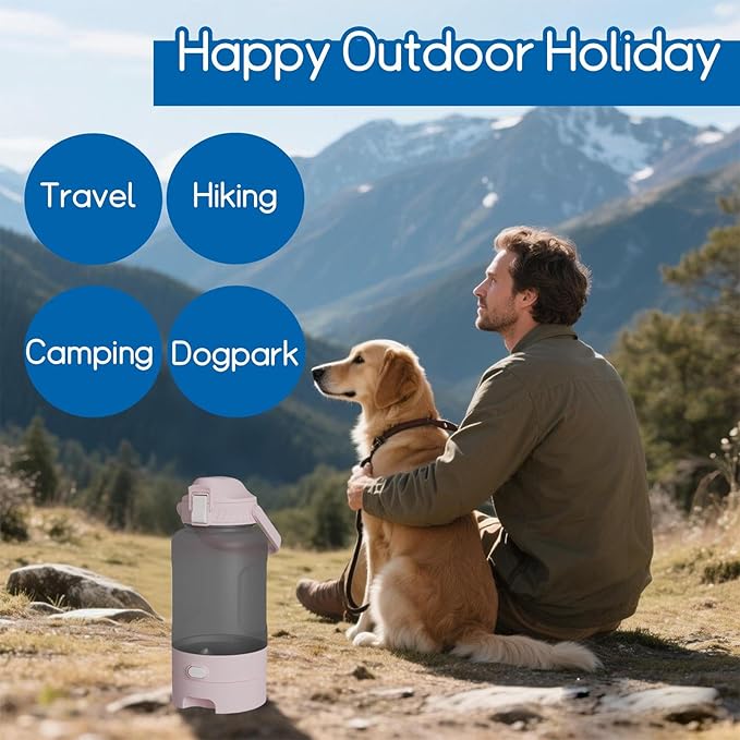 52oz PortableDog Water Bottle, Dog Travel Water Bottle for Camping Hiking Outdoor Walking (Pink)