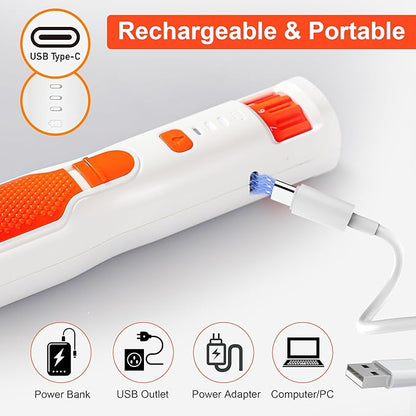 7-Speed Dog & Cat Nail Grinder with Light - Ring LED Safe to Avoid Overcut, Quiet Low Vibration & Powerful Fast, Cordless Rechargeable Toenail Trimmer for Small & Large Puppy & Breeds Paws(White)