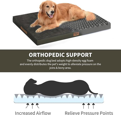 Comfort Dog Bed for Small Dogs & Cats, Waterproof Dog Crate Mat Orthopedic Egg Crate Foam with Washable Removable Cover, Coffee