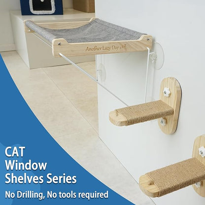 PETKARAY Cat Window Shelf, Original Cat Window Perch Stairs, Durable Kitty Seat for Window Sill, Sturdy Window Step for Indoor Cats