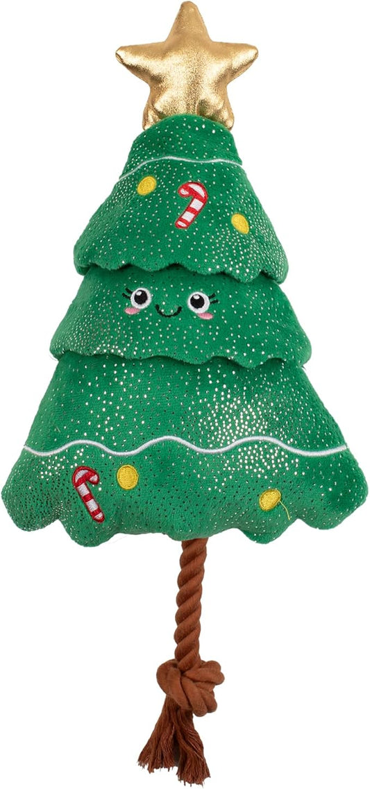 Fringe Studio Pet Toy, FIR Real Fun Ahead Christmas Tree Plush Dog Toy with Rope, PetShop Collection (314630)