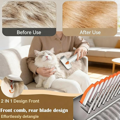 2-in-1 Pet Self-Detangling & Grooming Comb, 2-in-1 Pet Comb, Double-Sided Dematting Brush, Combs Through Knots and Lifts Loose Hair—Quickly (2pcs)