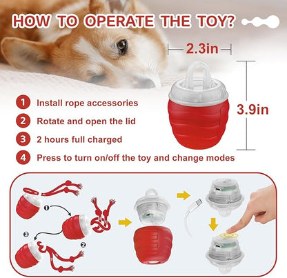 Interactive Dog Toys, Moving Interactive Dog Ball with Touch Activated, Automatic Rolling Ball Toys for Puppy/Medium Dogs, Squeaky Dogs Toy Active Rolling Wicked Balls for Daily Training (red)