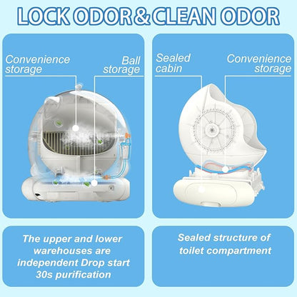 Automatic Self-Cleaning Cat Litter Box with AI & 21 Sensors – Extra Large 80L, Multi-Cat Safe, Dual Odor Control, Low-Entry Design, Quiet Motor, APP Control-Blue