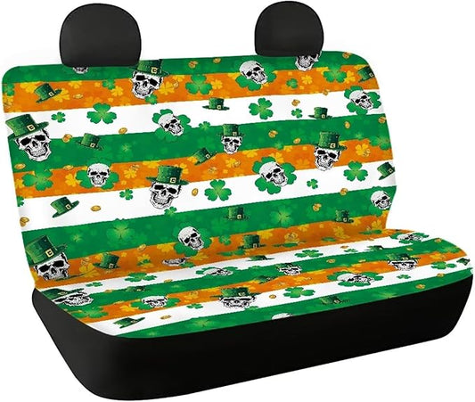 AFPANQZ Skull Saint Patrick Car Back Seat Covers Protector Rear Car Seat Cushion Dust and Scratch Proof Universal Fits Car, Truck, SUV, Van and Patriotic