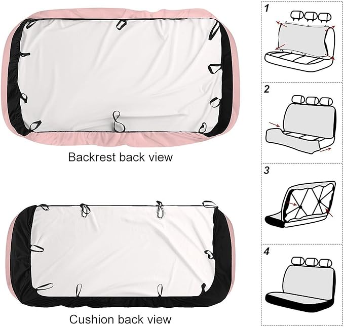 Car Interior Decor Seat Cover, Universal Stretch Back Seat Protector, Car Accessories Rear Bench Seat Covers for Trucks SUV Compatible with Pink
