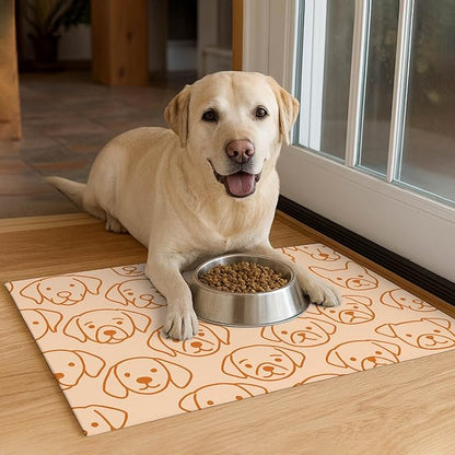 Pet Feeding Mat with Colorful Polka Dot Pattern Design 24" x 16" Dachshund Puppy Food Mat Pet Bowl Mats for Dogs and Cats Cute Non Slip Dogs Feeding Mats for Dog Decor for Home