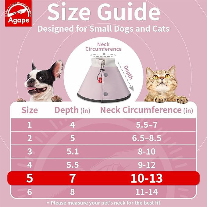 Agape Soft Dog Cone for Small Dogs & Cats, Comfy Dogs Recovery Collar After Surgery, Adjustable E Collar Alternative to Stop Licking, Protective Elizabethan Collars for Pup, Comfortable Dog Cones