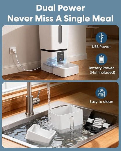 Automatic Dog Feeder Large Breed with Camera - 12L/50 Cups 5G WiFi App Control Dog Food Dispenser, Easy Setup, HD 1080P Video with Night Vision by Yakry