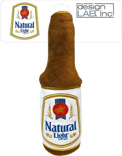 design LAB, Inc. Natural Light Beer Dog Toy | Plush Beer Bottle with Squeaker for Dogs | 17 inch Large Interactive Dog Toys for Fetch, Chewing and Fun