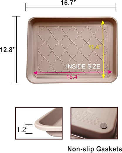 PetLike Boot Tray for Entryway Indoor, Pet Food Mat, 16.7 x 12.8 inch 2 Packs, Waterproof Shoe Tray for Indoor and Outdoor, Multi-Purpose Trays for Boots, Shoes, Pets, Garden