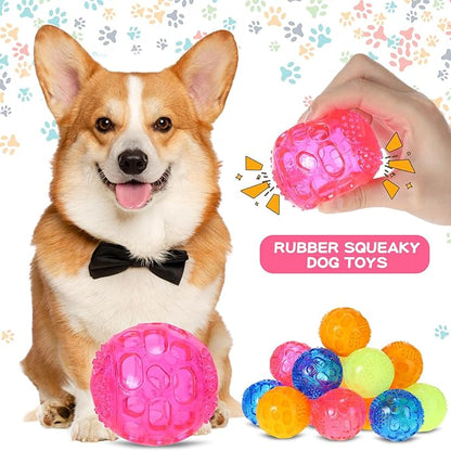 24 pcs 2.36'' Squeaky Dog Toy Balls Rubber Dog Toys for Playing Fetching Retrieving Durable Aggressive Chewers Teeth Cleaning and Training Balls for Medium, Small Dogs Puppy(Bright Color)