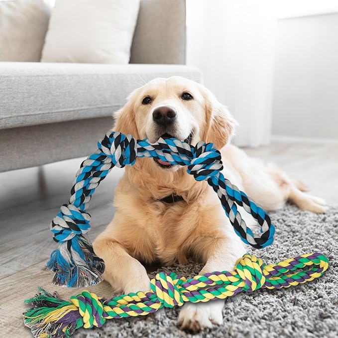2 Pack Dog Rope Toy for Large Breed Aggressive Chewers, Nearly Indestructible Chew Rope Tug of War Toy, Interactive Toy for Boredom, Teeth Cleaning, 21.65 inch / 13.8 oz