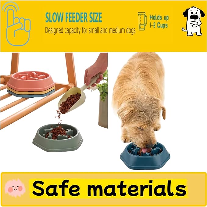 Slow Feeder Dog Bowls- Promote Healthy Eating Habits,Dog Puzzle Feeder,Anti-Gulping Puzzle Design for Small/Medium/Large Pets, Reduce Bloat & Improve Digestion (Pink)