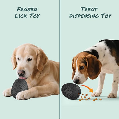 2-in-1 Enrichment Chew Toy for Dogs - Frozen Treat Toy & Dispensing Dog Puzzles Toy, Fillable Rubber Interactive Toy, Keeps Dogs Busy, Reduces Anxiety, Safe & Easy to Clean Black