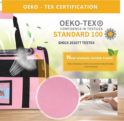 Cat Carrier Pet Carriers Airline Approved for Small Dogs Kitten Carriers for Small Medium Cats Under 15lb, Collapsible Soft Sided TSA Approved Travel Carrier, Pink