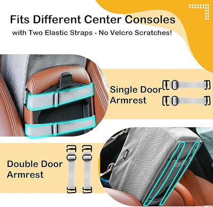 Console Dog Car Seat for Small Dogs Cats Up to 12lbs, Anti-Collapse Pet Armrest Booster Seat with Soft Pillow,Non-Slip Seat Rails Hooks & Safety Belt, Portable Car Accessories for Pets Travel