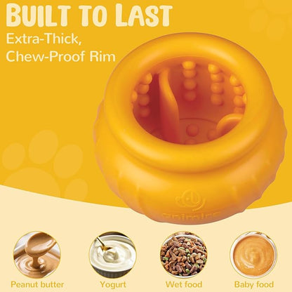 Wobbly Dog Enrichment Lick Toy, Stuffable Frozen Lick Bowl to Keep Dogs Busy, Long-Lasting Interactive Treat Dispensing Dog Toy, Silicone Fetch Catch Chew Toy(Orange,L)