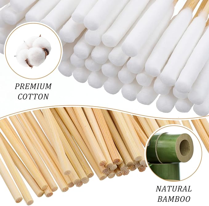 100 Pcs Large Cotton Swabs 6 Inch Dog Ear Swabs with Bamboo Handle for Dogs Soft Cotton Gentle and Lint-Free Dog Ears Clean Tips for Ear Cleaning Pet Care