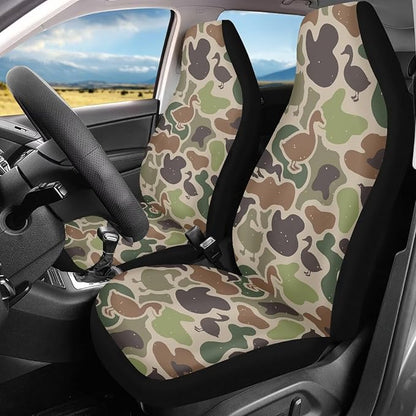 Car Seat Covers Waterproof Breathable Duck Hunter Camo Front Seat Cover Protection Interior Accessories Easy to Install and Clean Universal for Auto Truck Van SUV 2 Pcs