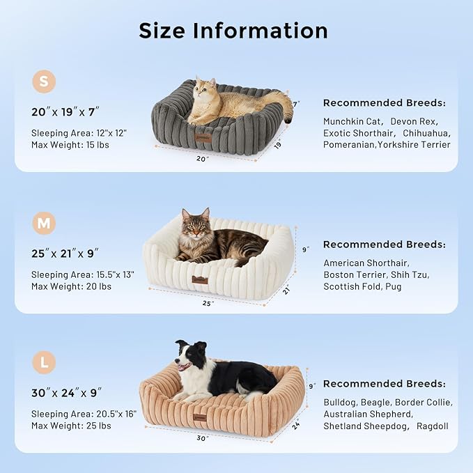 Dog Bed Medium Size Dog - Large Rectangle Orthopedic Pet Bed with Fluffy Washable Cover and Anti-Slip Bottom, 30x24x9inches, Grey