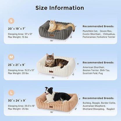 Dog Bed Medium Size Dog - Large Rectangle Orthopedic Pet Bed with Fluffy Washable Cover and Anti-Slip Bottom, 30x24x9inches, Grey