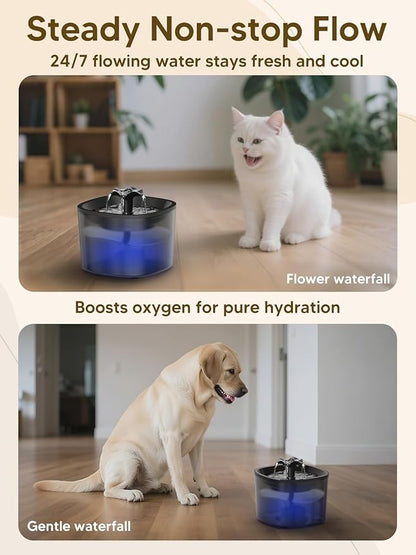 Automatic Cat Feeder and Water Fountain, 4L/16 Cups Timed Cat Dry Food Dispenser, 10s Meal Call, 20 Portions 6 Meals Per Day, 2L Cats Fountains for Drinking with Filter, Pet Feeder for Dog White