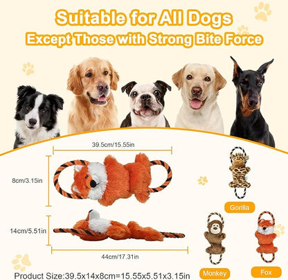 Giraffe Plush Squeaky Dog Toy with Crinkle Paper Puppy Teething Chew Toy Cute Soft Funny Indoor Outdoor Interactive Tug of War Dog Rope Toy for Small Medium Large Dogs Toy Gift 39.5cm/15.55in