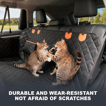 Dog Back Seat Cover Hammock, Waterproof 600D Heavy Duty Dog Car Seat Cover with Side Flaps, Scratch-Resistant Bench Seat Protector for Cars, SUVs & Trucks Grey