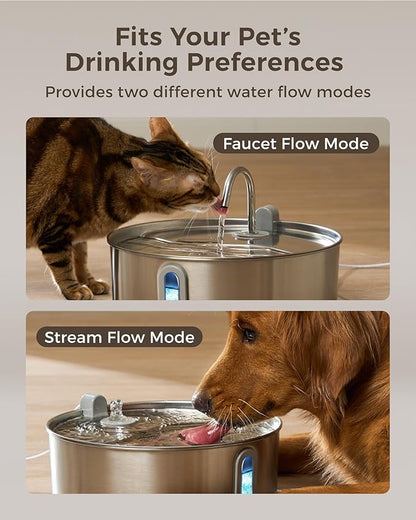 Dog Water Fountain for Large Dogs 7L/236oz Stainless Steel Dog Water Bowl Dispenser Automatic Cat Water Fountain with Deeper Drinking Area, Multi-Filtration Pet Fountain with Ultra-Quiet Pump