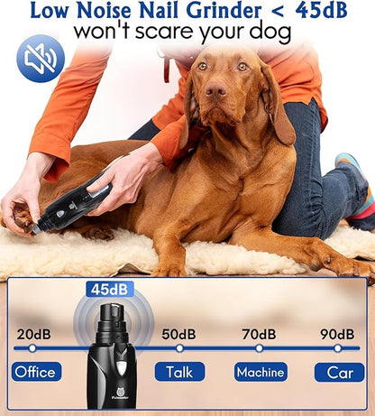 Dog Nail Grinder, 2-Speed and LED Light, Touch-Switch, TypeC, Quiet and Low-Vibration Dog Nail Trimmers, and 3 Ports for Large Dogs, Medium, Small Dogs Cats Pets with Hard or Thick Nail