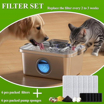 Accessories Set (Replacement Filter & Water Pump Sponge) for Pet Water Fountain- 6 pcs Packed Filters & 6 pcs Packed Sponges, Only Suitable for PETIMI Pet Water Fountain (Model PF-SS-01/02/03)