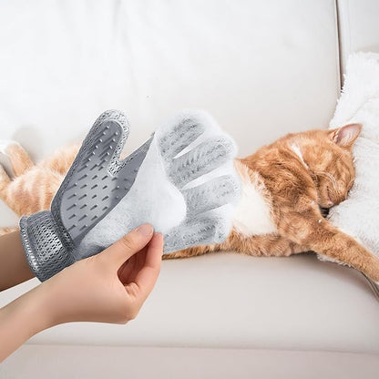 2 in 1 Pet Grooming Gloves - Cat and Dog Glove Brush, High Efficiency Pet Hair Removal Massage Glove, Clean Hair on Both Sides (Grey /1 Piece)