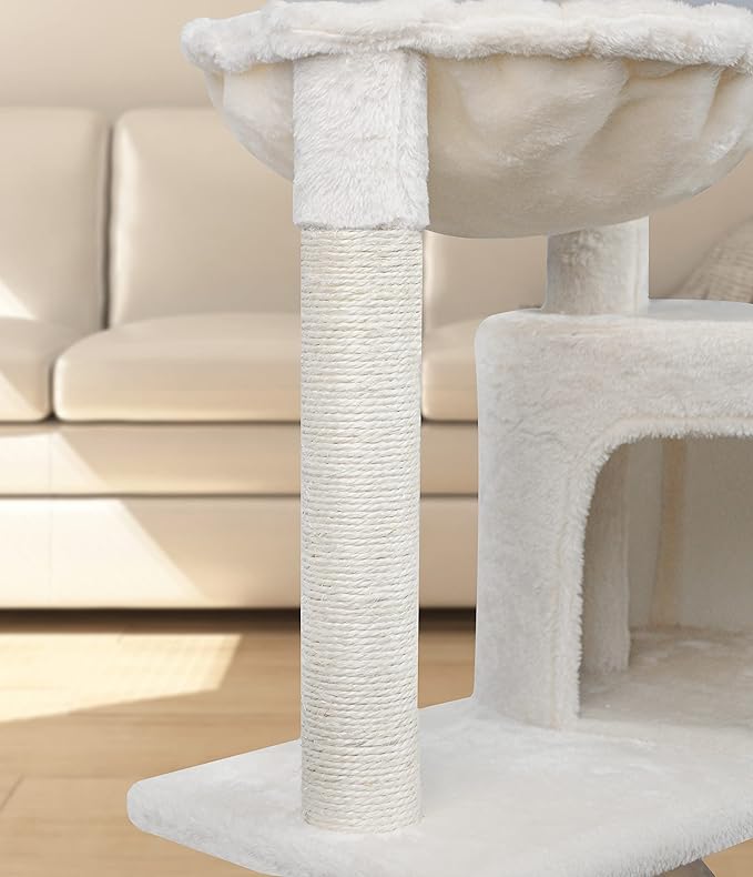 YUNIQUE 39.4'' Cat Tree with Cat Condo and Big Hammock, Beige