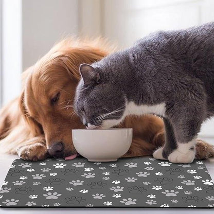 Dog Food Mat, Absorbent Water Bowl Mats Cat Pet Feeding Placemats Dark Gray 16 * 24 inch