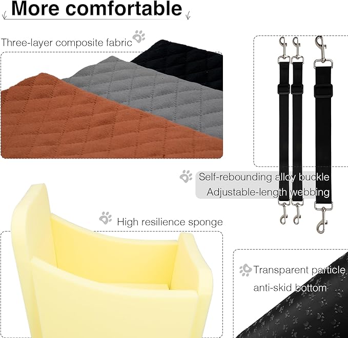 YOUVEE Dog Car Seat for Small/Medium Dog 20lbs 25lbs up to 32 lbs,Fully Detachable and Washable Puppy Booster seat with Storage Pockets,2 Adjustable Safety Belts(Black Outside Grey Inside)