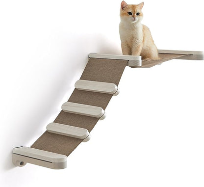 Feandrea Clickat Collection - No.002 Cat Climbing Hammock, Extremely Quick Assembly, Unlimited Expandability, Replaceable Washable Fabric, Wall-Mounted Cat Hammock Bed with Stairs