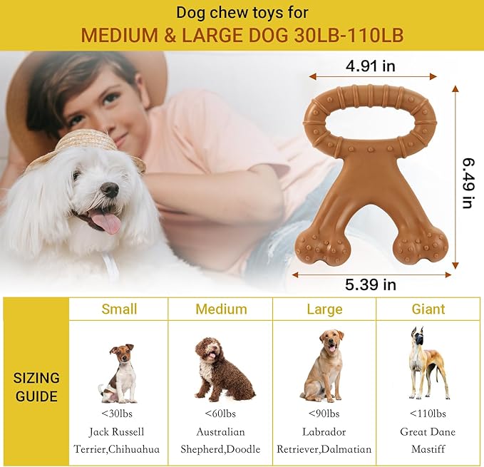 Dog Chew Toys for Aggressive Chewers, Dog Toys for Large Medium Small Dogs, Chew Bones for Heavy Chewer, Indestructible Bone Toy Nylon Dogs (Bone)
