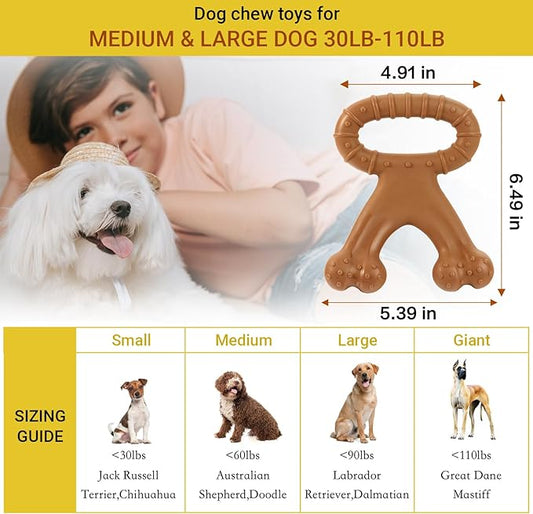Dog Chew Toys for Aggressive Chewers, Dog Toys for Large Medium Small Dogs, Chew Bones for Heavy Chewer, Indestructible Bone Toy Nylon Dogs (Bone)