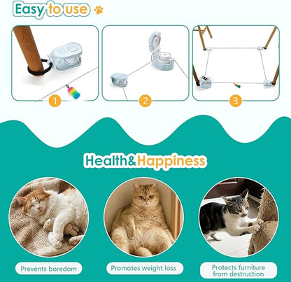 Interactive Cat Toy for Indoor Cats,Electric Remote Control Cat Chaser,Auto/Manual Control DIY Cat Feather Toy Treadmill for Kitten Puppy,Automatic Exercise & Mental Stimulation Cat Toys (Light Blue)