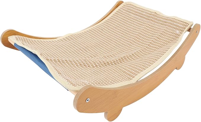 Cat Hammock Chair, Scratch Wooden Cat Lounger with Sisal Scratcher, Cat Rest Bed for Home Furniture Protector, Comfortable Cat Scratching Board Lounge (M)