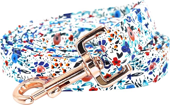 Dog Leash- Cotton Blue Flower Print Boy/Girl Durable Strong Dog Leashes Heavy Duty Comfortable Padded Pet Leash for Small Medium Large Dogs