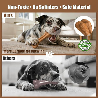 SCHITEC Dog Bone Chew Toys for Small & Medium Dogs, Beef Flavor Teething Toy, Durable Dog Toys for Aggressive Chewers, Teeth Cleaning, 5Pcs