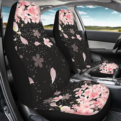 Cherry Blossoms Print Car Seat Covers for Women,Breathable High Back Front Seat Protector Universal Fit for Most Cars,SUVs,Sedan,Truck or Van
