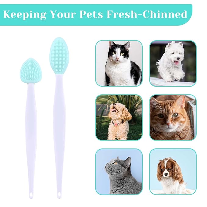 4Pcs Cat Acne Brush Set, Chin Treatment, Black Seed Exfoliating Brush, Dual Sided Silicone Brush for Chin Acne and Blackhead Exfoliation