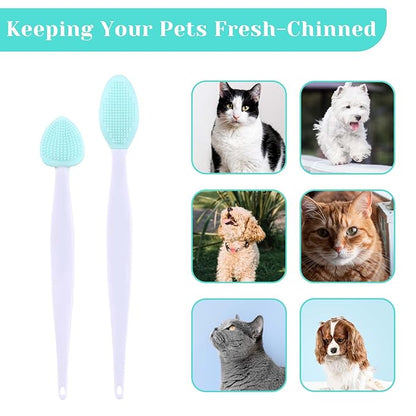 4Pcs Cat Acne Brush Set, Chin Treatment, Black Seed Exfoliating Brush, Dual Sided Silicone Brush for Chin Acne and Blackhead Exfoliation