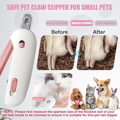 Cat Nail Clipper with Adjustable Aperture, Small Dog Nail Trimmer with 4 Gears & Nail File, Safe Pet Claw Clipper Grooming Tool to Avoid Over Cutting, Professional Pet Nail Cutter for Beginners (Pink)